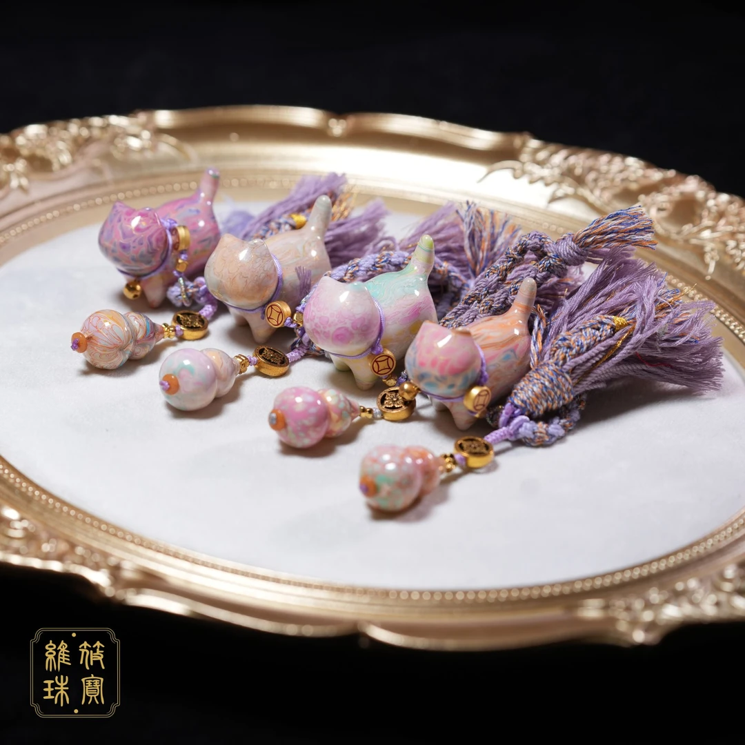 068大漆葫芦猫挂饰