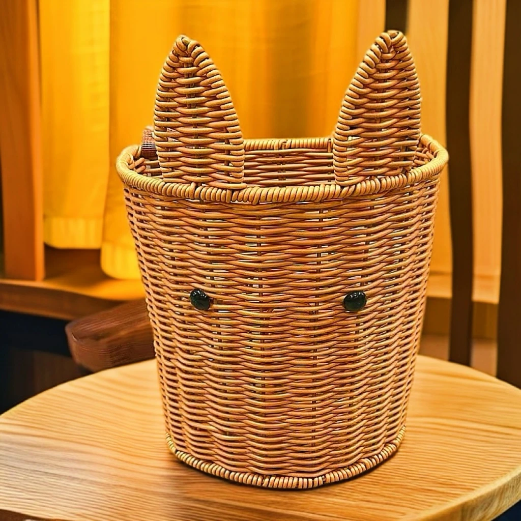 XW390小兔子创意小背篓纯手工编织27*15