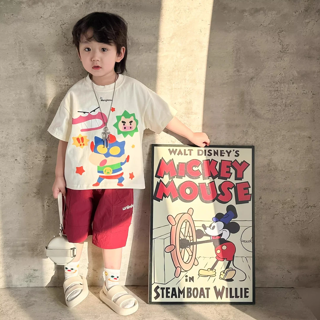 儿童短袖T恤2025夏男女童日系卡通T宝宝棉半袖小童洋气上衣潮