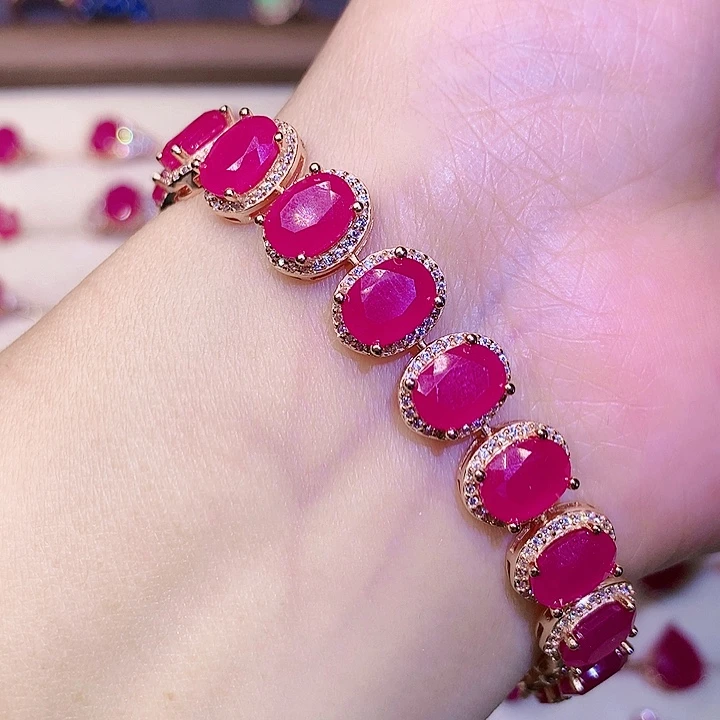 红宝石手链银S925镶嵌涵****宝