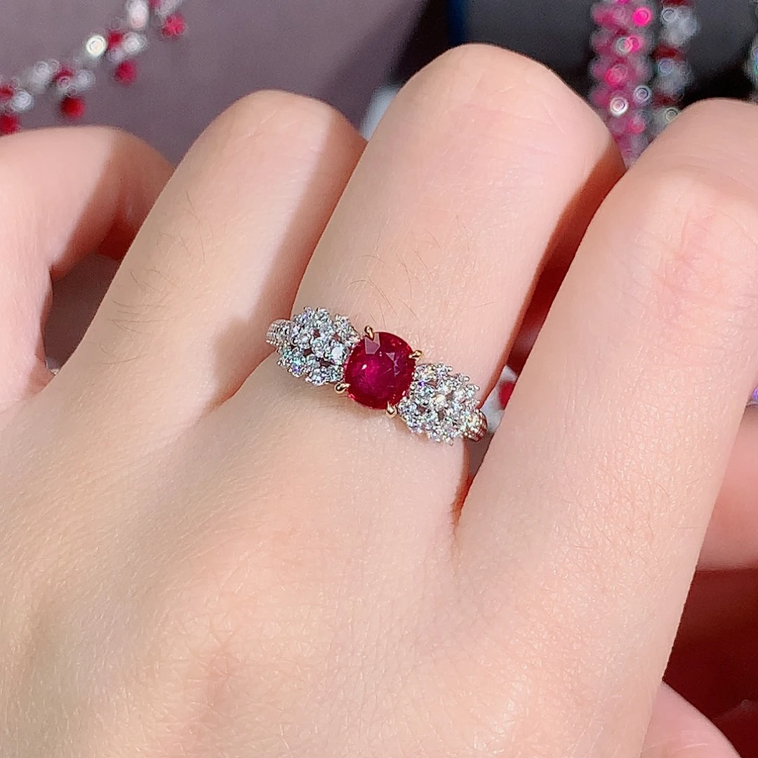 18K金镶嵌红宝石戒指1.04ct/天然宝石/七天无理由