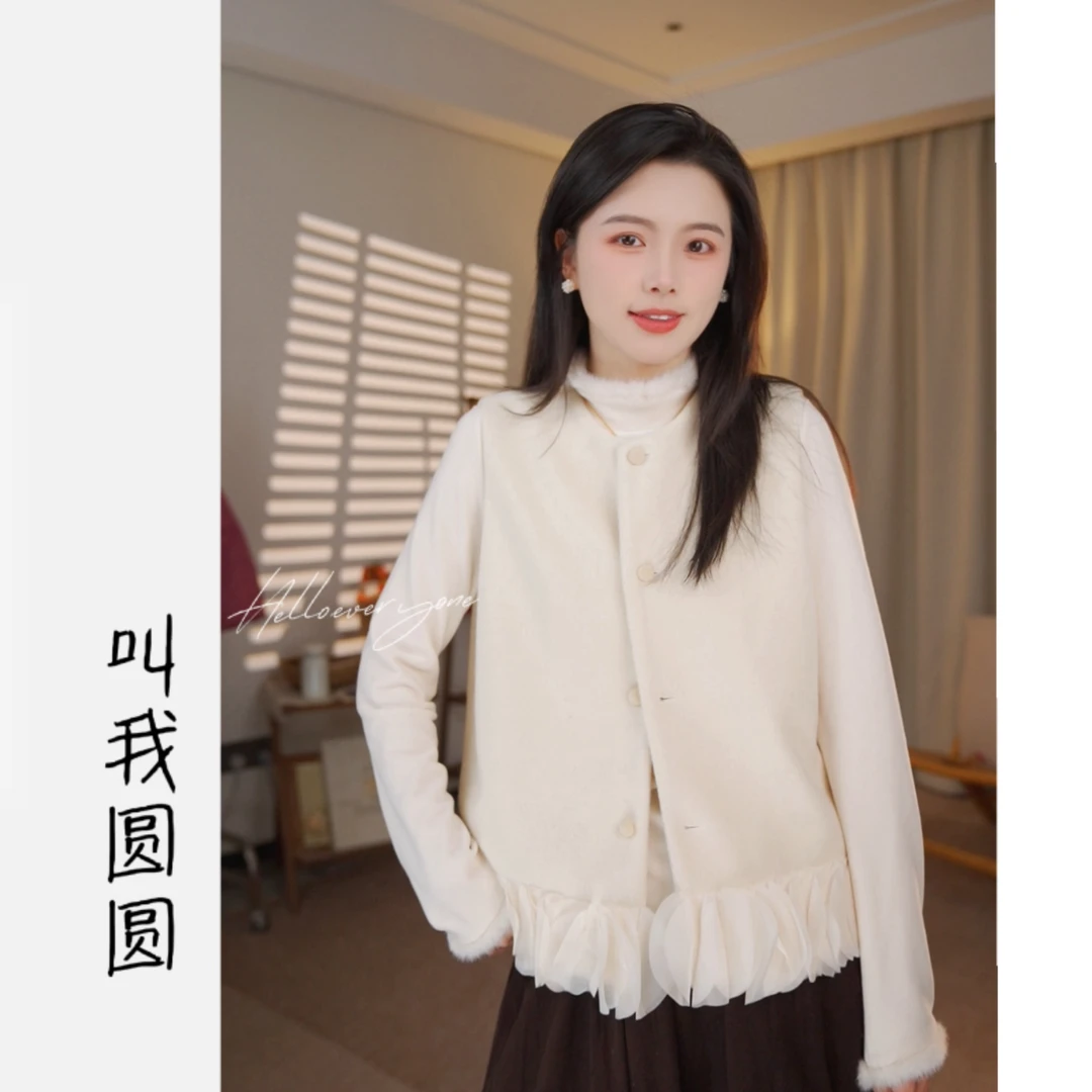 圆圆【白玫瑰】 通勤时尚百搭休闲无袖拼接花瓣包扣马甲  YY 10214