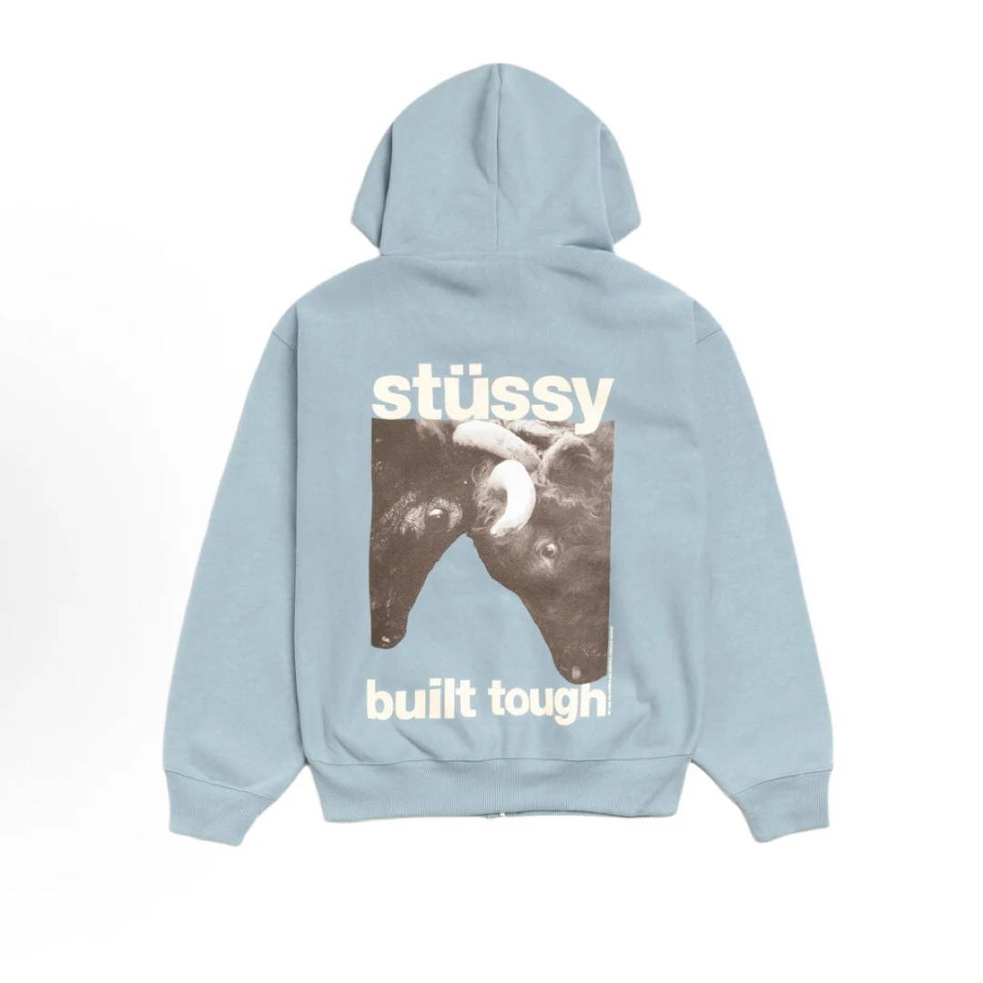 Stussy蓝色水牛拉链卫衣