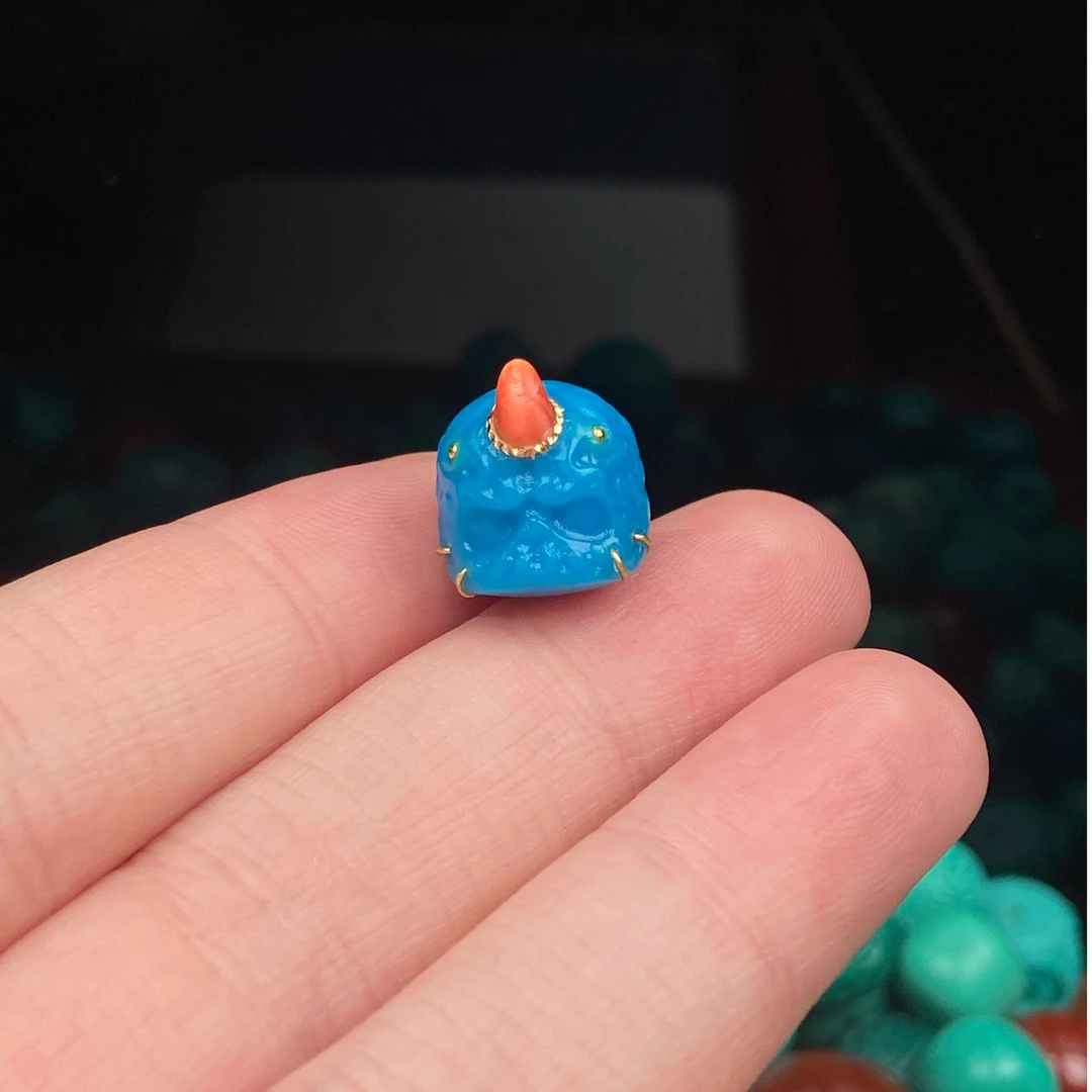 【046】12mm蓝色阿呆高瓷绿配珠散珠文玩配珠