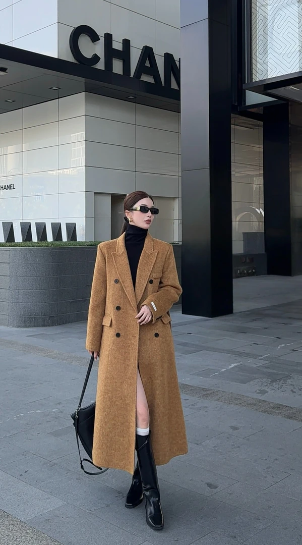 【流动盛宴】驼绒➕高含量绵羊毛重工纯手缝长毛加厚双面大衣气质