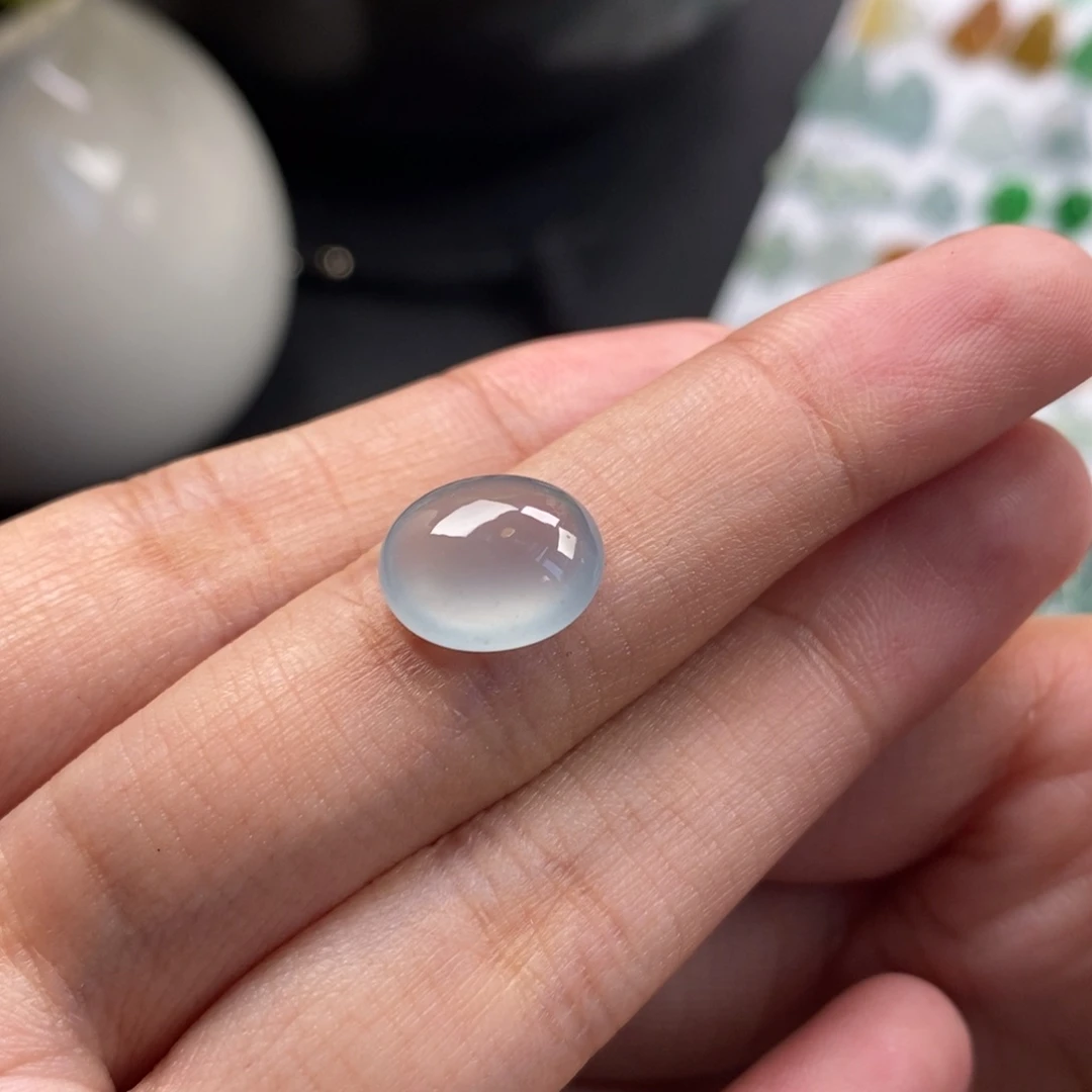 翡翠裸石晴蓝蛋面卡11