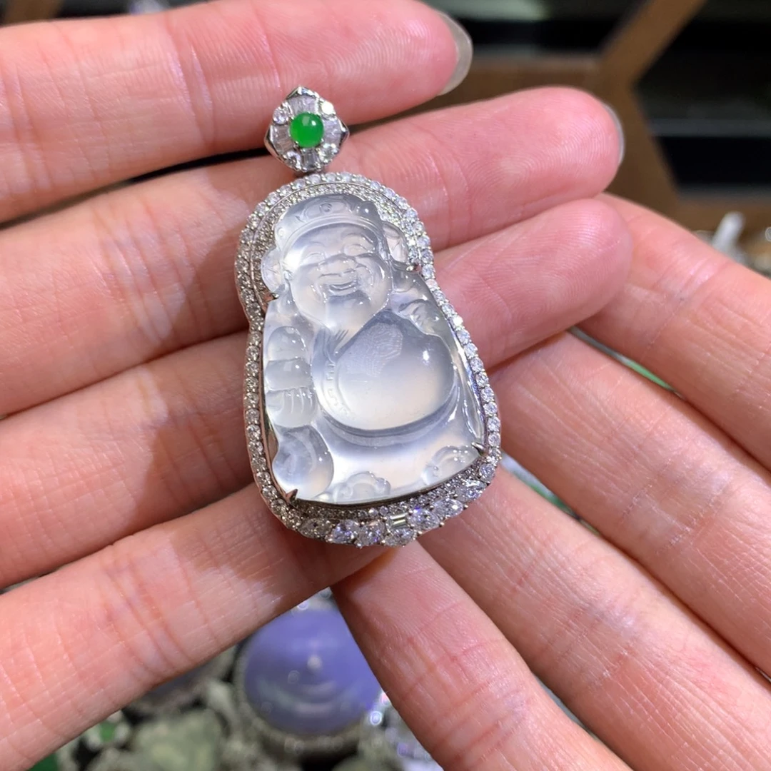 翡翠18K金镶嵌吊坠(不含链)