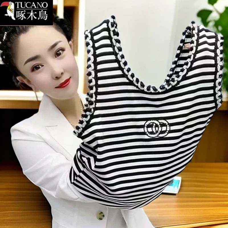 啄木鸟修身显瘦吊带背心黑白条纹2025夏季新款洋气休闲上衣T恤女