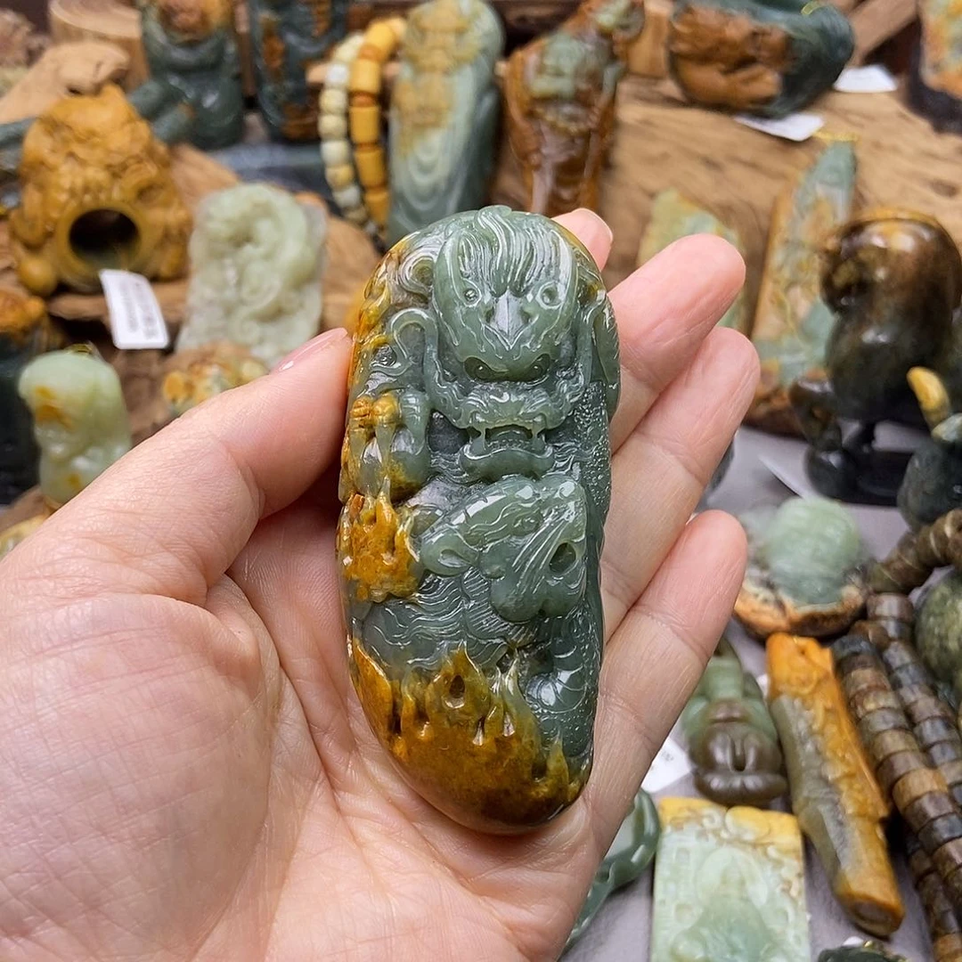 岫岩河磨玉（透闪石质玉）手把未镶嵌7*7