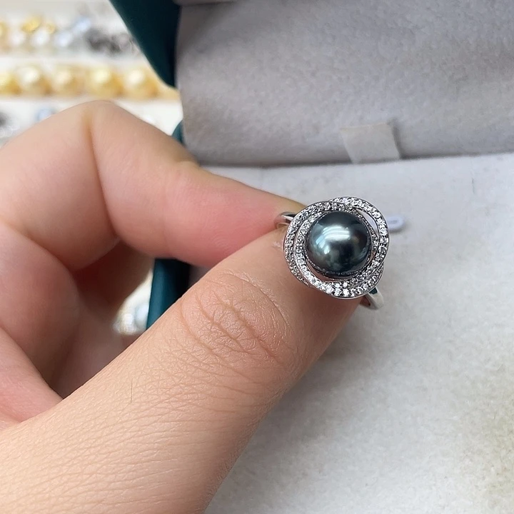 海水珍珠戒指银S925镶嵌