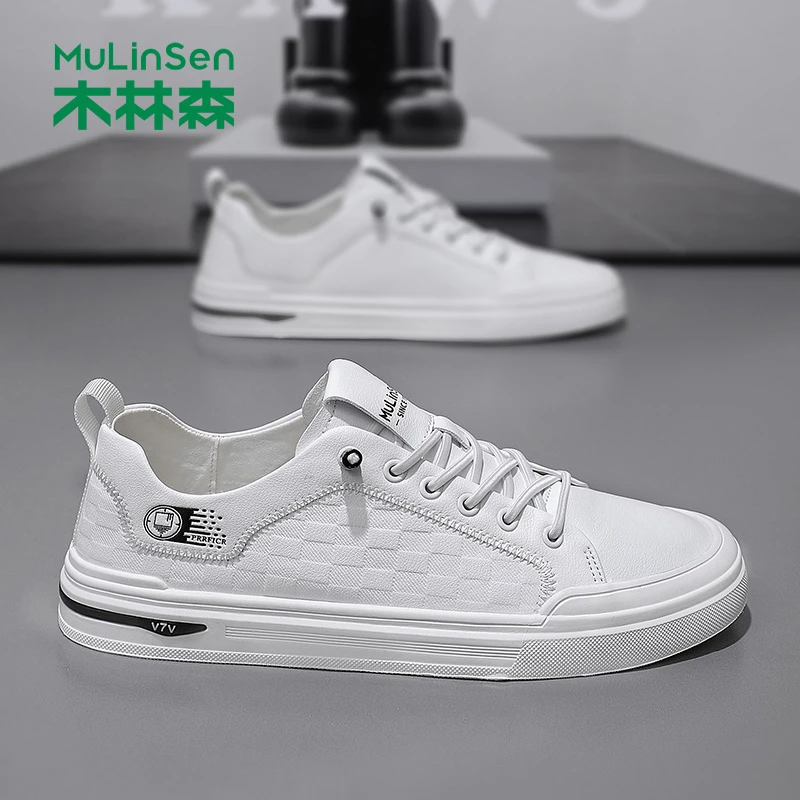 木林森板鞋男款2025新款夏季透气工作鞋一脚蹬软底男士休闲小白鞋