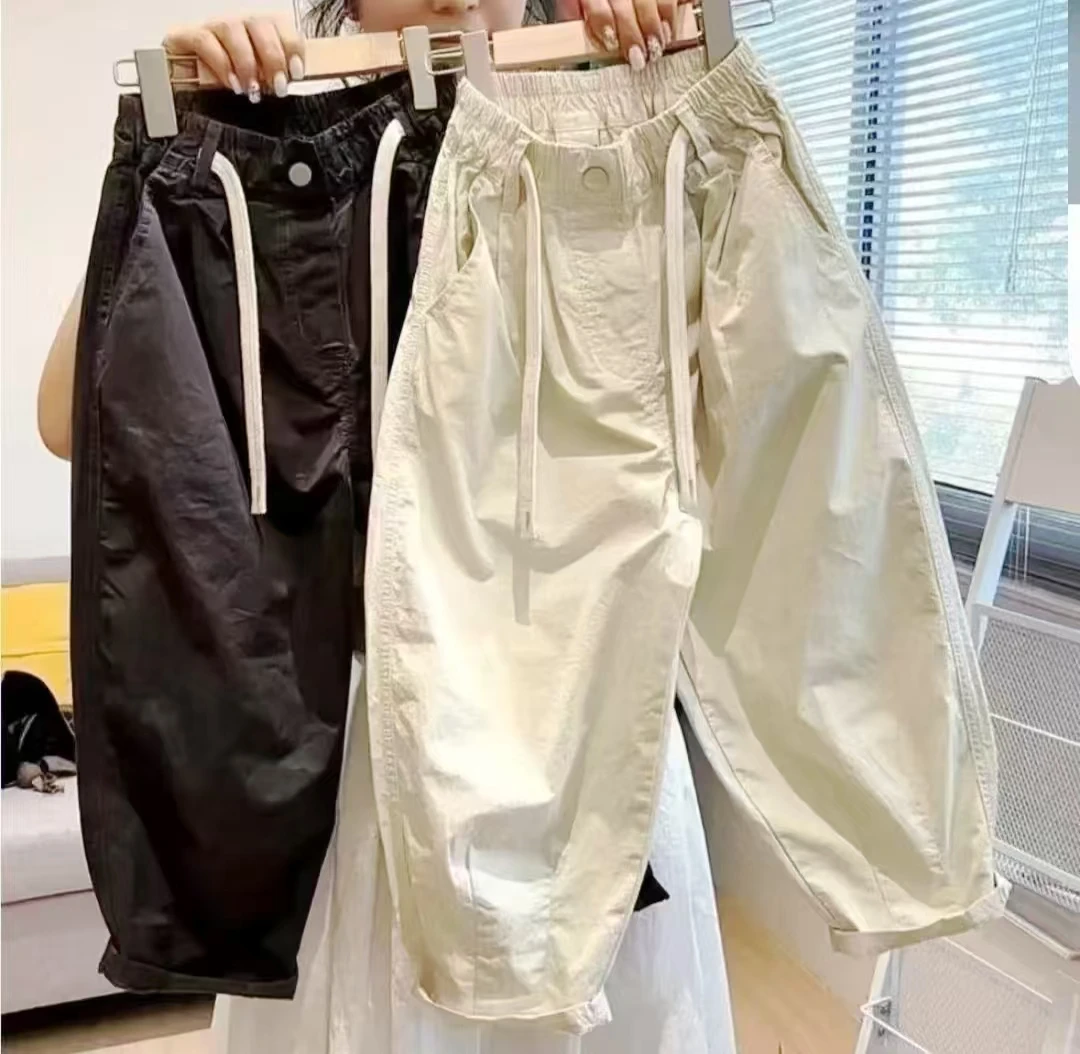 男女童裤子儿童防蚊裤夏季纯棉薄款工装裤新款休闲裤男孩宽松裤子