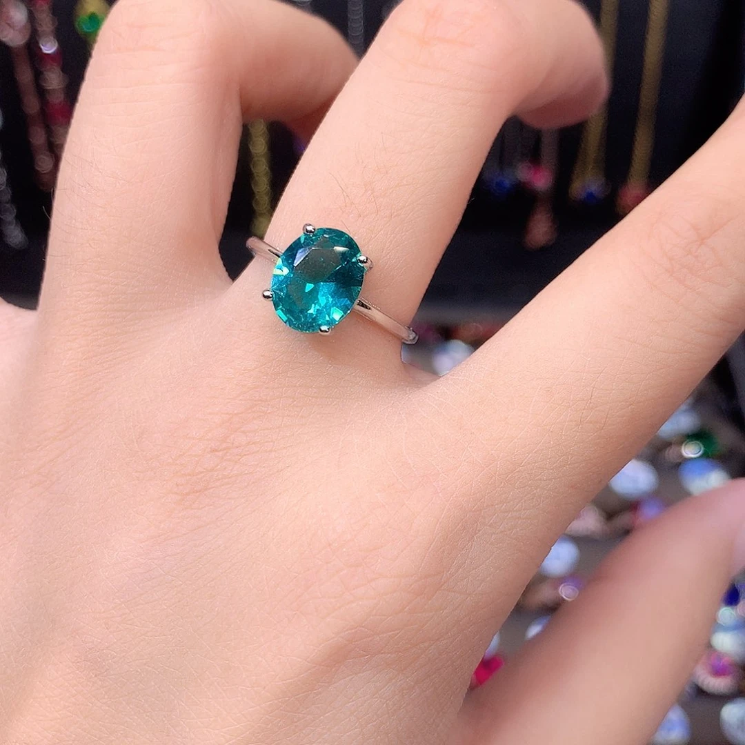 碧玺戒指银S925镶嵌白810