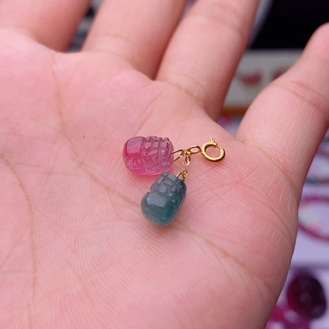 吊坠(不含链)18K金镶嵌碧玺d