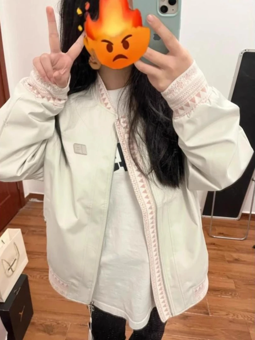 美式民族风拼接贴布刺绣夹克外套女春秋季新款高级感棒球服上衣潮