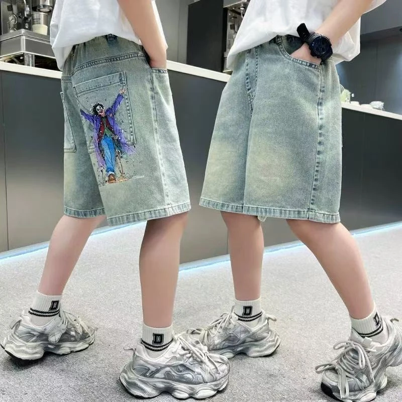 502714童装男童牛仔裤五分裤2025夏季宝宝韩版潮酷洋气男孩牛仔裤