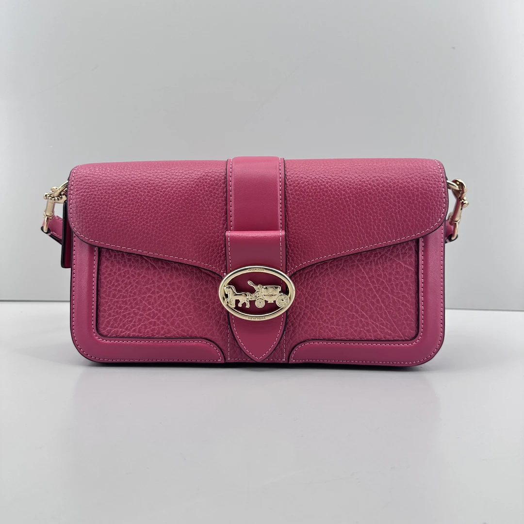 90新 COACH/蔻驰  Georgie 玫红色乔治酒神包27x15x7cmM020203