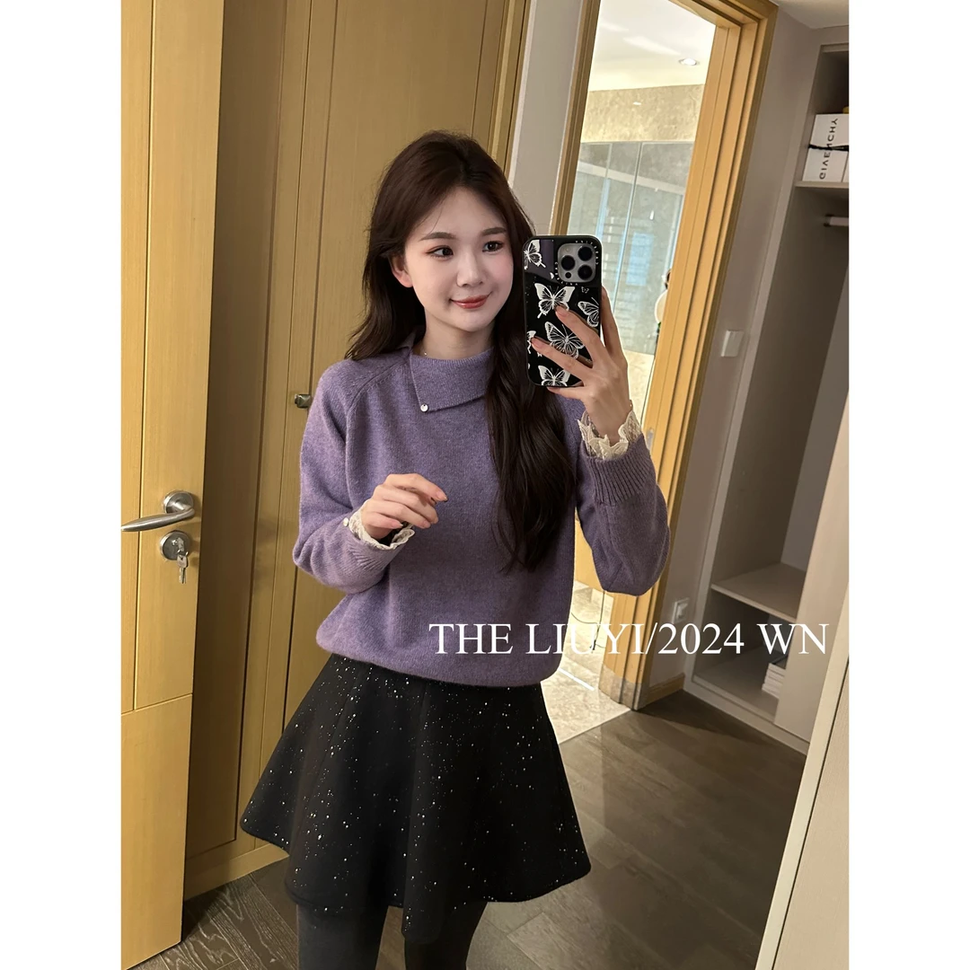 【LIUYI】心动降临~冬季羊毛混纺兔毛翻领毛衣411283