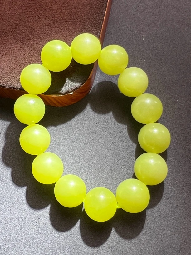 和田玉新疆若羌黄口鸡油黄手串大珠型 卡16冰黄玉圆珠