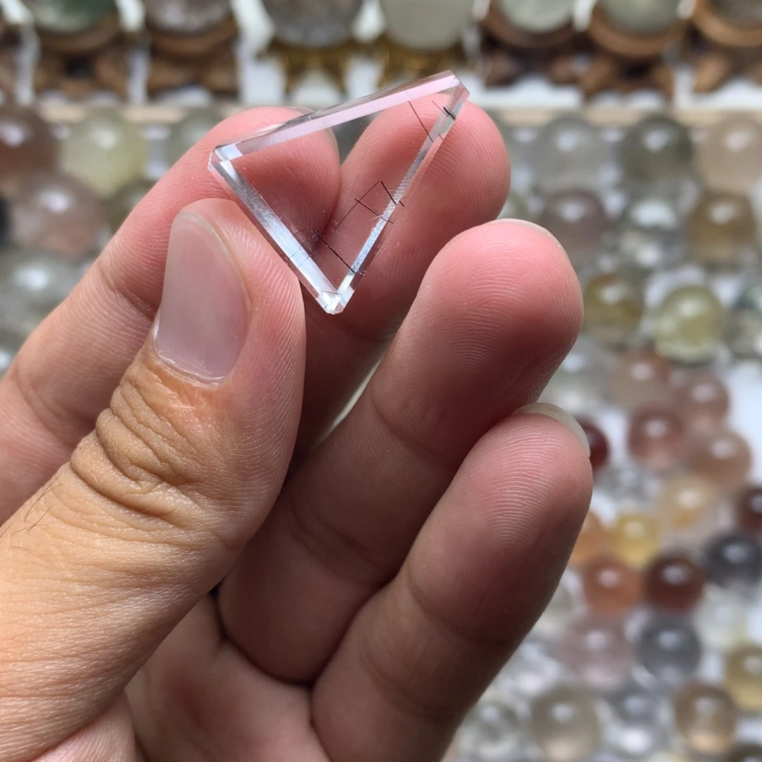 水晶珠宝半成品未镶嵌黑发吊坠
