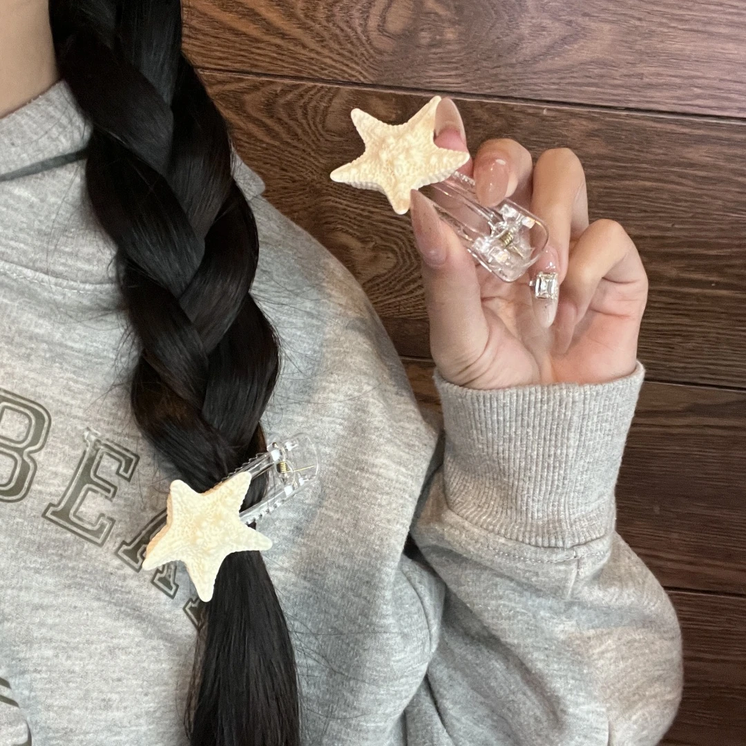 海岛日记~胶白海星发夹海边度假风发饰侧边发卡拍照氛围感头饰