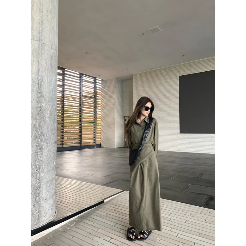 小君君布兰妮 结构主义 Lemair*不规则绑带设计亚麻衬衣半裙套装