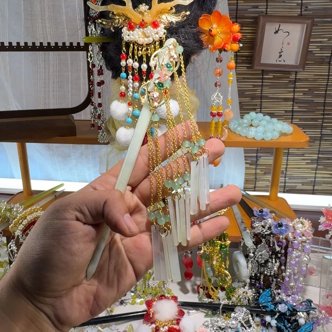 ℒ***࿐蛇纹石玉合金发饰