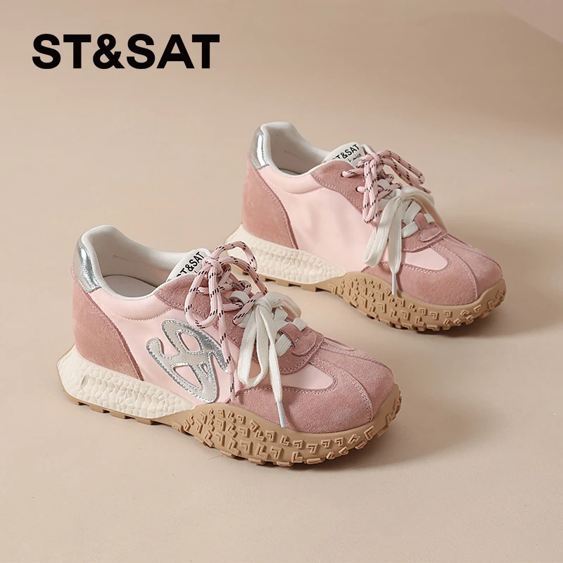 星期六厚底7.5CM增高轻便透气德训鞋2025秋季新款少女风气质鞋子