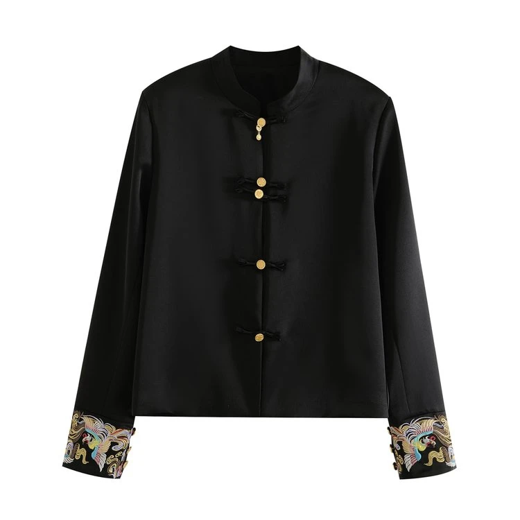 新中式国风女装春季新款外套不喜短款慎拍高品质重工刺绣缎面外套