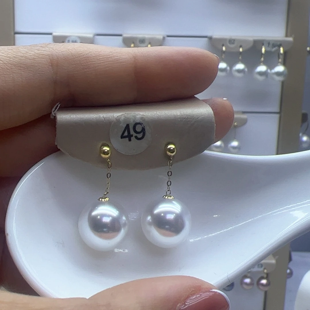 淡水珍珠耳饰18K金镶嵌