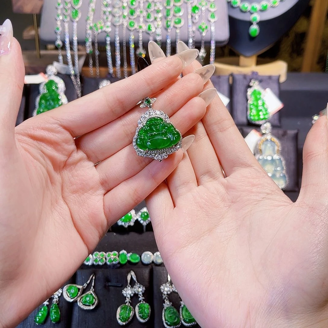 翡翠银S925镶嵌颈饰?*缘佛公