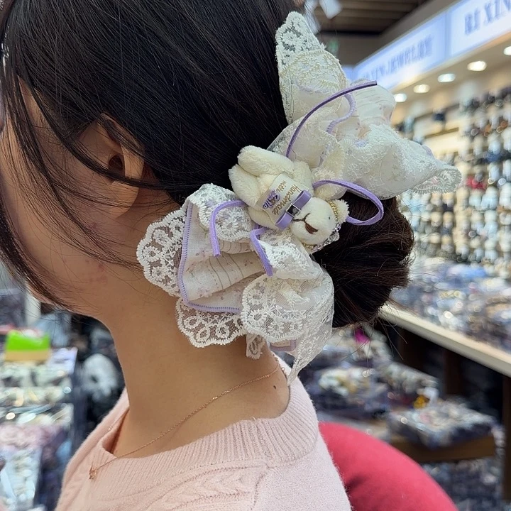 布艺铁合金紫色兔发圈-48