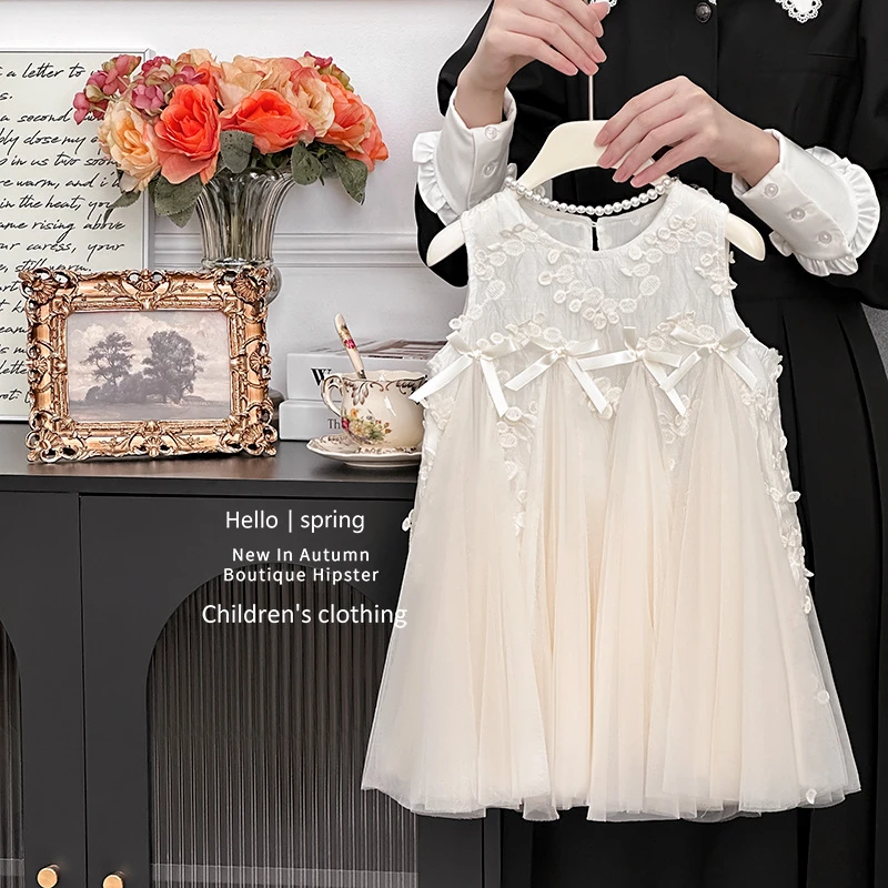 HM‘现’女童连衣裙2025夏季新款蝴蝶结法式生日礼服儿童超仙公主裙