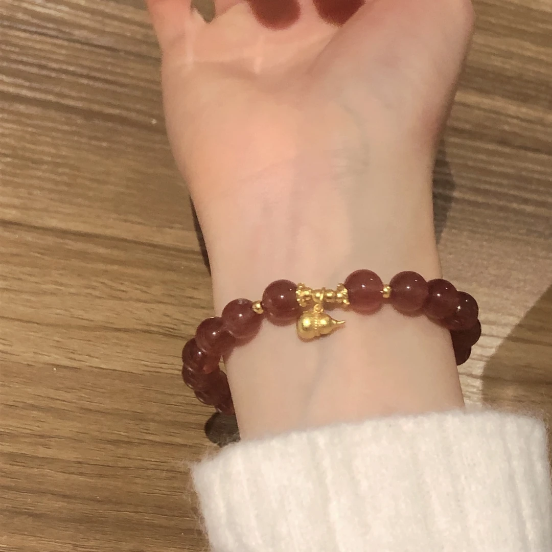 SG1557-［小葫芦草莓晶］草莓晶合金新年气氛手串均有瑕多样性发