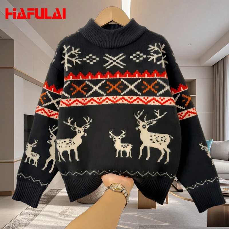 2025中大童针织毛衣打底衫毛衣秋冬洋气厚针织衫宽松长袖卡通动漫