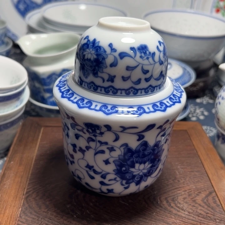 陶瓷青花温酒壶三件套