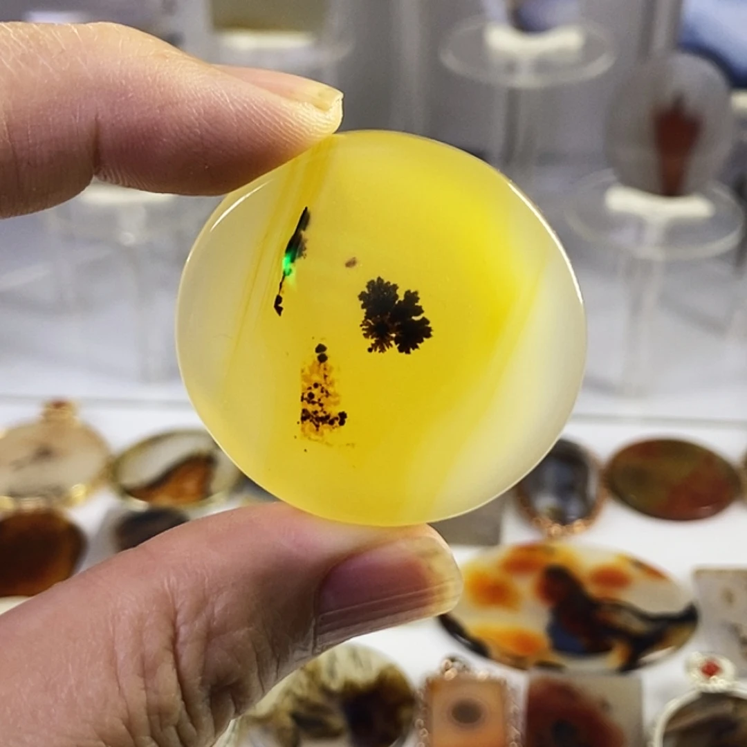 合成碳硅石非金属时尚图纹画面石饰品