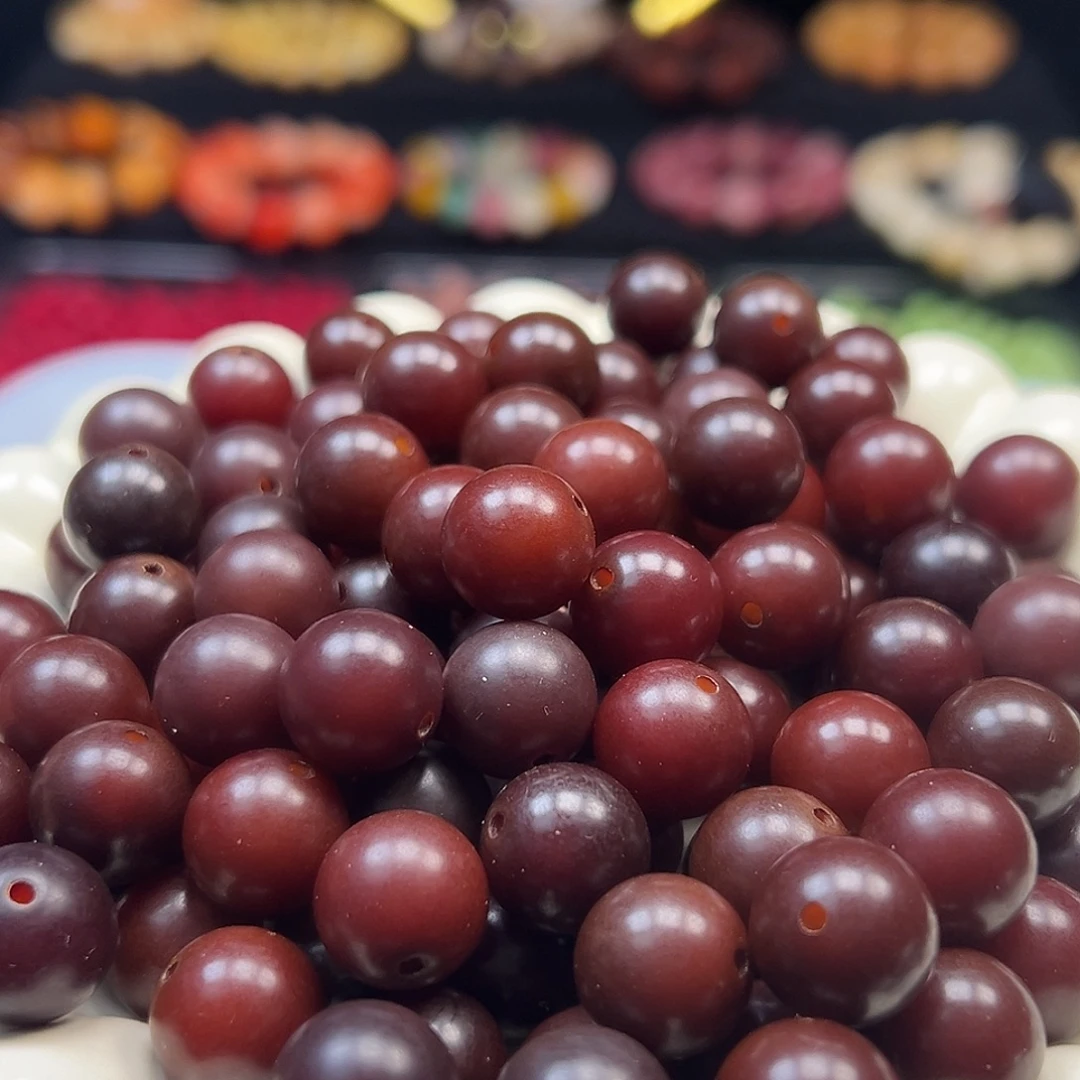 手串菩提根/象牙果卡14老料枣红圆120颗