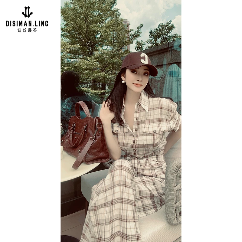 迪丝嫚苓咖杏连体裤气质显瘦时尚夏季休闲阔腿长款原创设计小众感