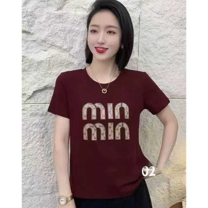 女士烫钻沙罗棉时尚短袖