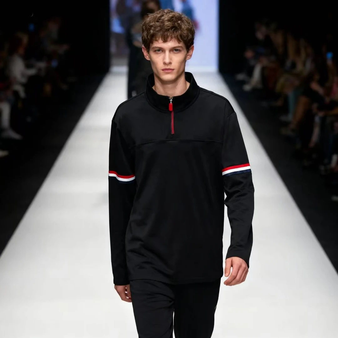 户外运动四面弹男装速干透气薄款立领长袖T恤打底衫 3045-196