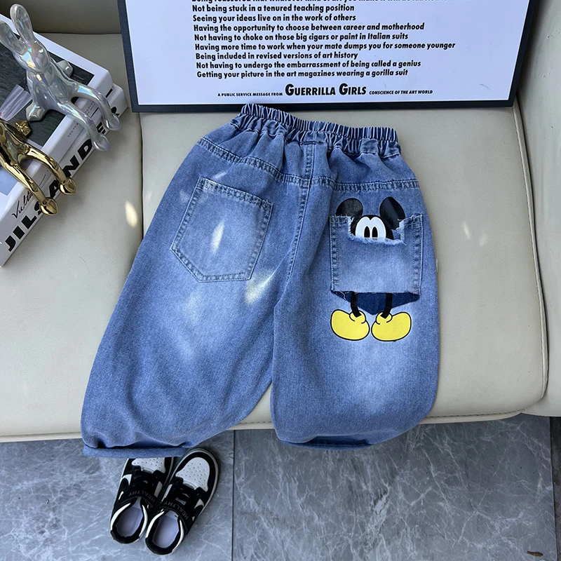 男童夏季牛仔裤薄款九分裤儿童休闲裤潮宝宝宽松中小童防蚊长裤子