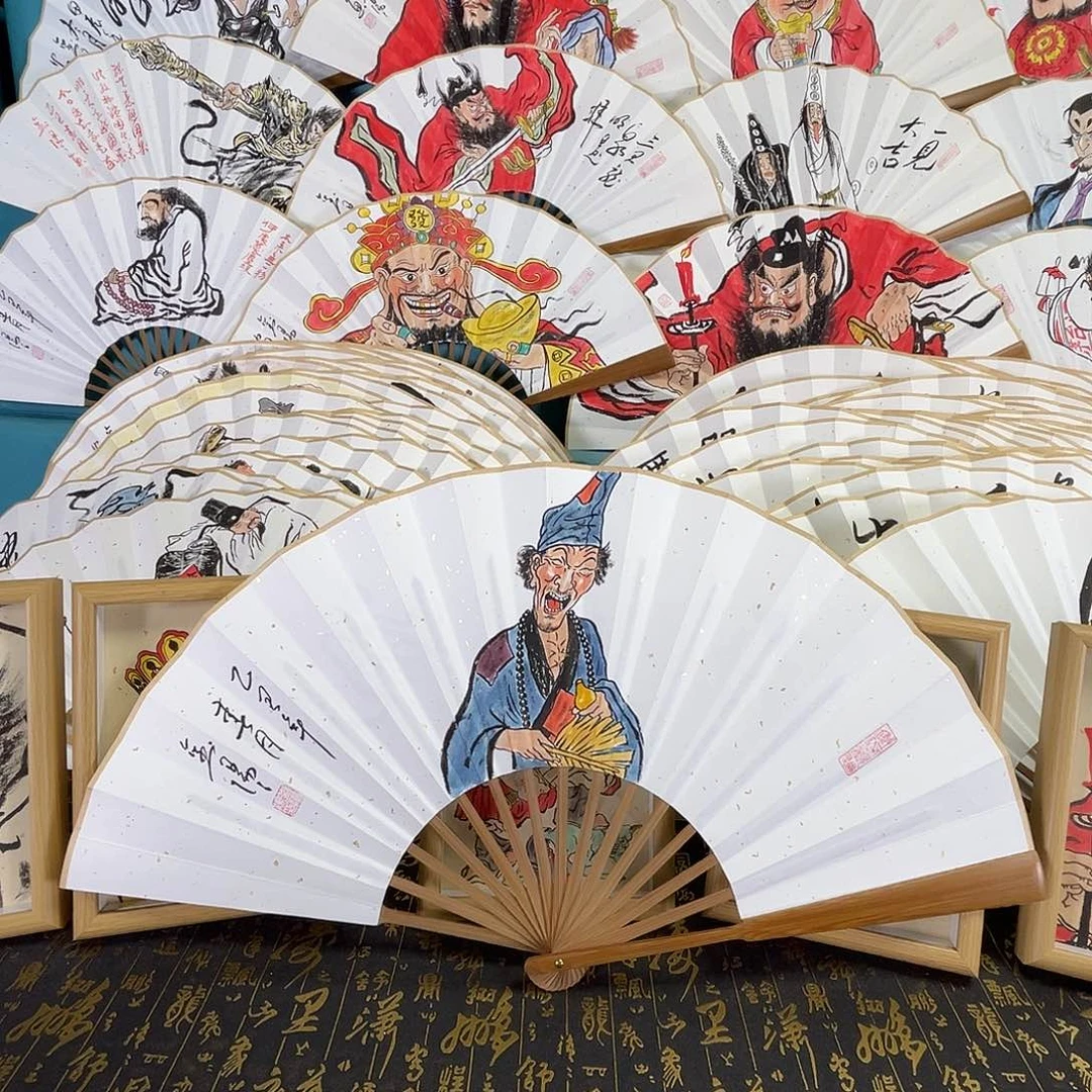 国画手绘折扇一把