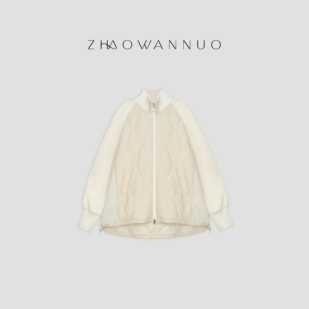 ZHAO WANNUO 丨 24冬季lp慵懒风拼接高级感短款欧若风棉服NC0106