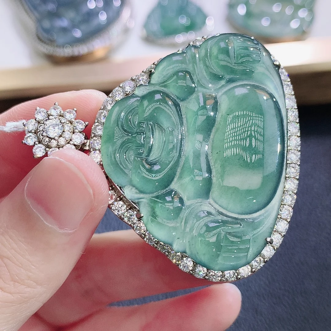 翡翠银S925镶嵌挂件翡翠