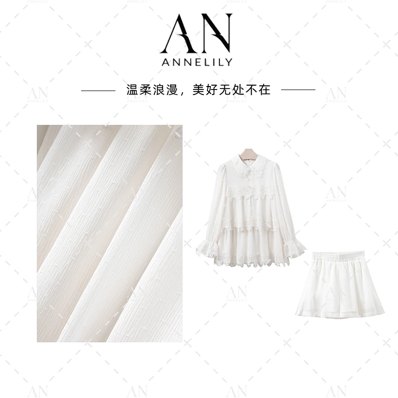 ANNELILY【锦华-凡】高级感新款上新休闲气质百搭短裤套装AT2503010