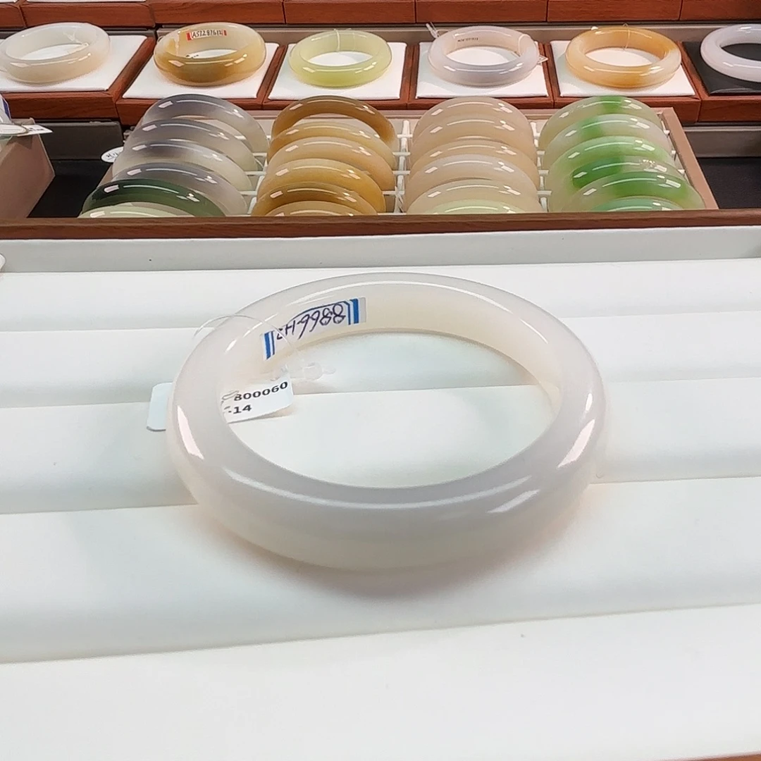 和田玉未镶嵌手镯57白冰紫