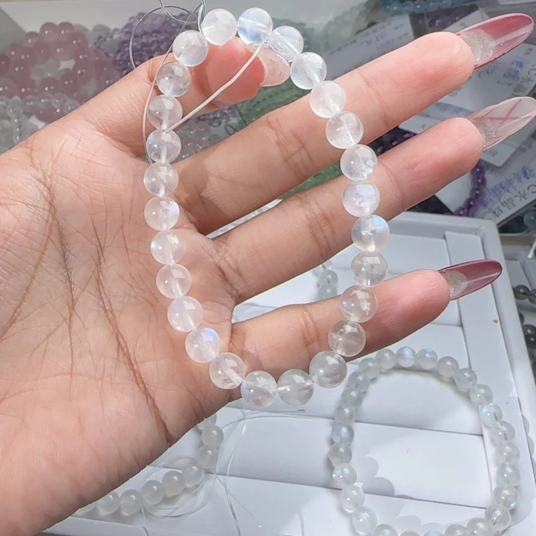 水晶手链未镶嵌甜*蓝月光7mm