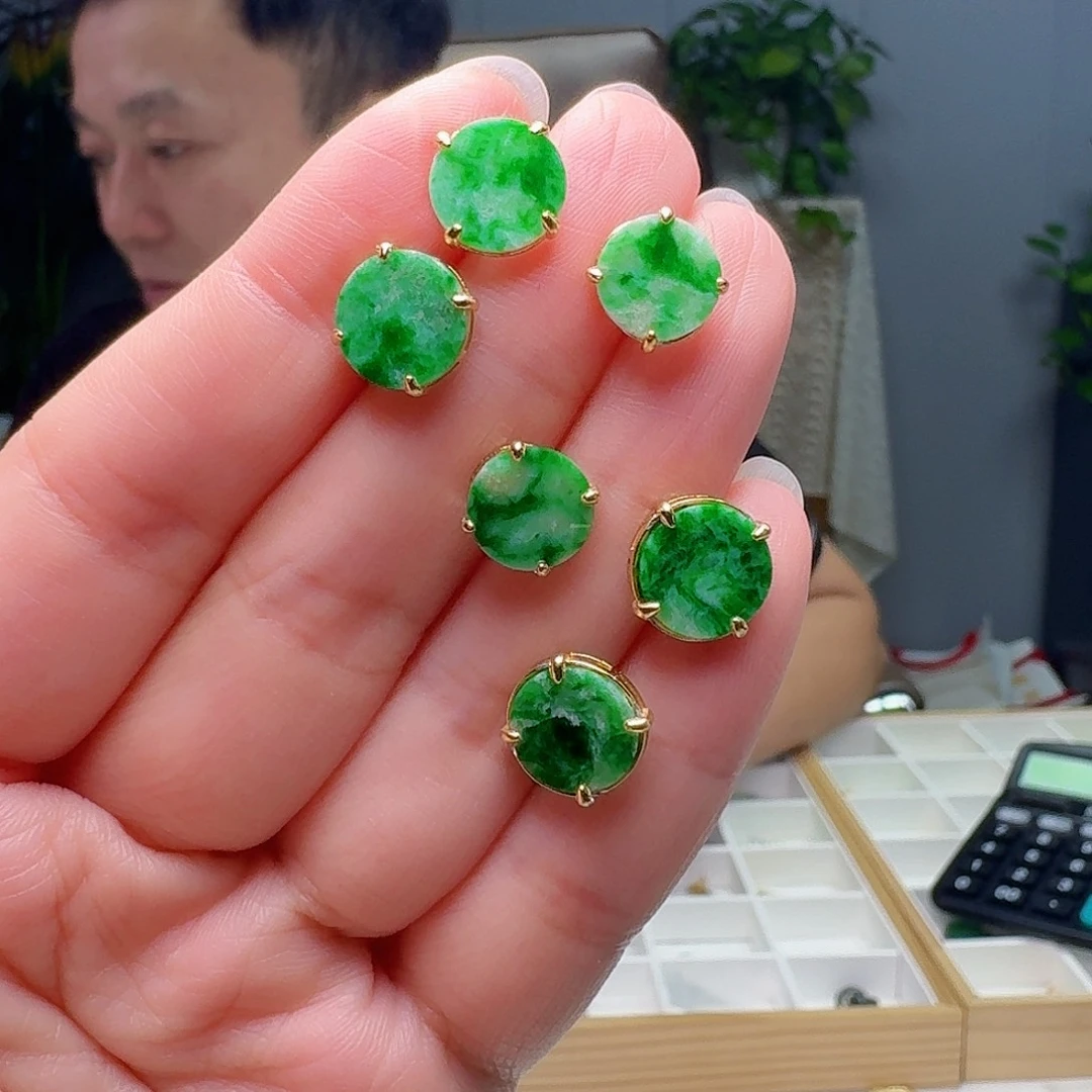 翡翠银S925镶嵌耳饰多样性发货其一微瑕