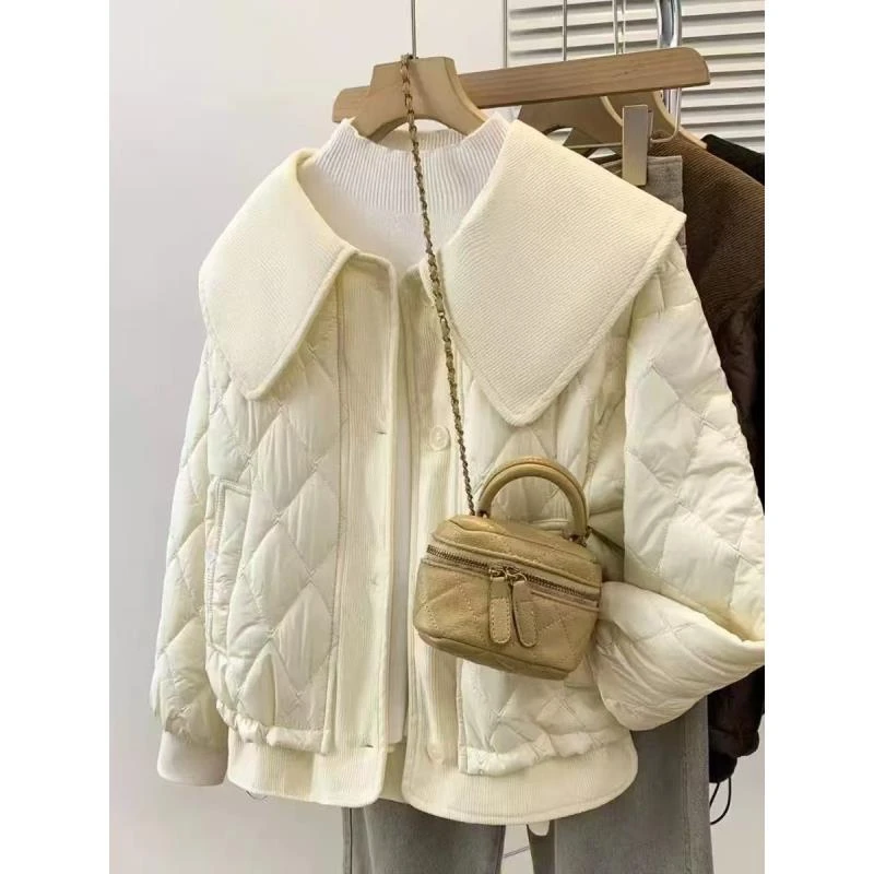 复古时尚胖妹妹设计感时尚棉服女2025冬季大码微胖mm宽松棉衣外套